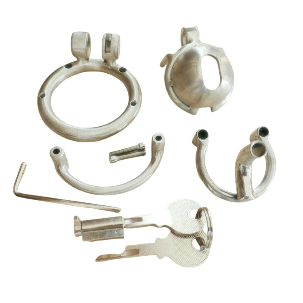 8mm PA Stainless Steel Chastity Lock - Men's CB Birdcage for BDSM, Secure Penis Restraint Adult Toy