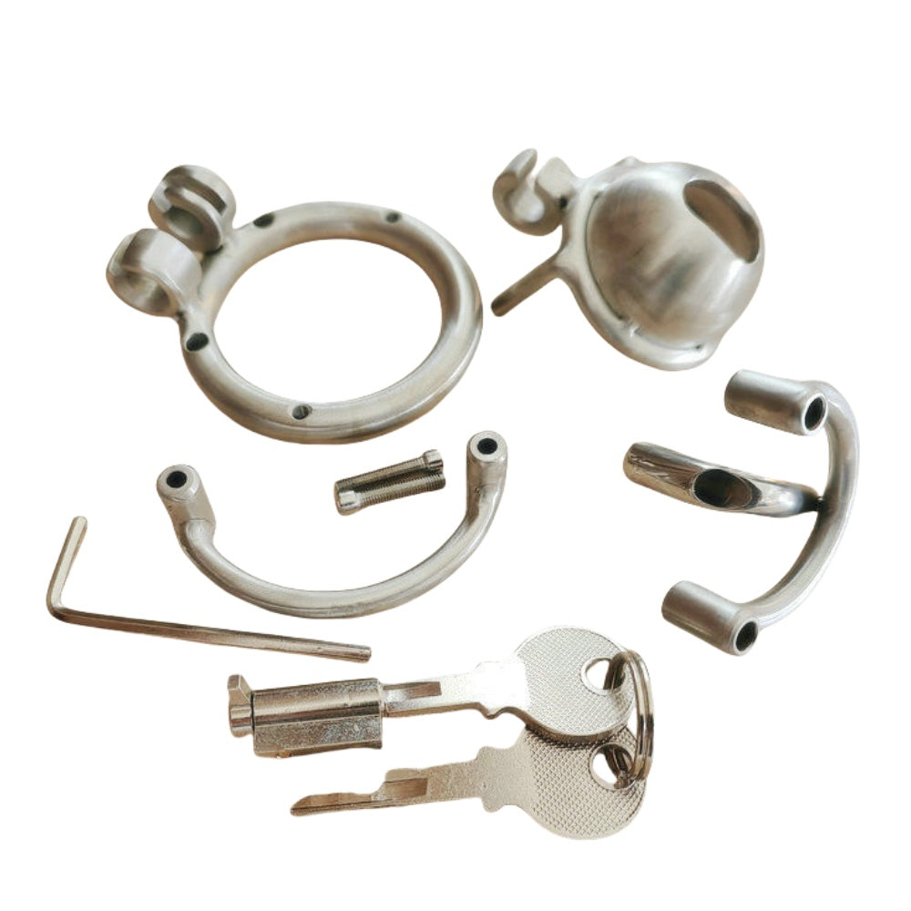 8mm PA Stainless Steel Chastity Lock - Men's CB Birdcage for BDSM, Secure Penis Restraint Adult Toy