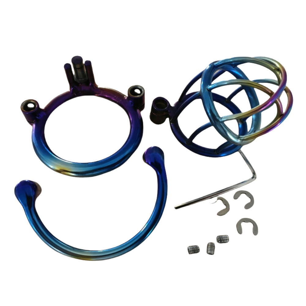 Colorful Titanium Male Chastity Cage Lightweight Metal permanent Cock Cage,Custom CBT Penis Lock Men Sex Toy Chastity Cage
